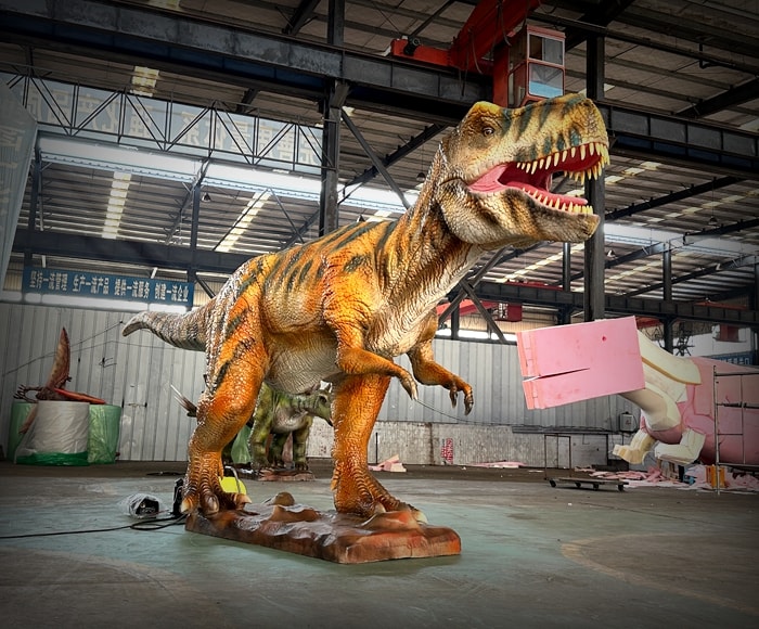 animatronic t-rex in factory