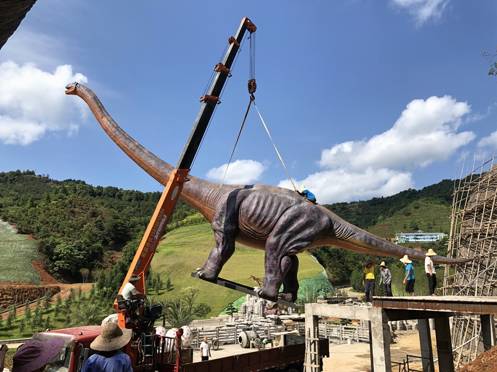 Find Balance Before Hoisting the Dinosaur