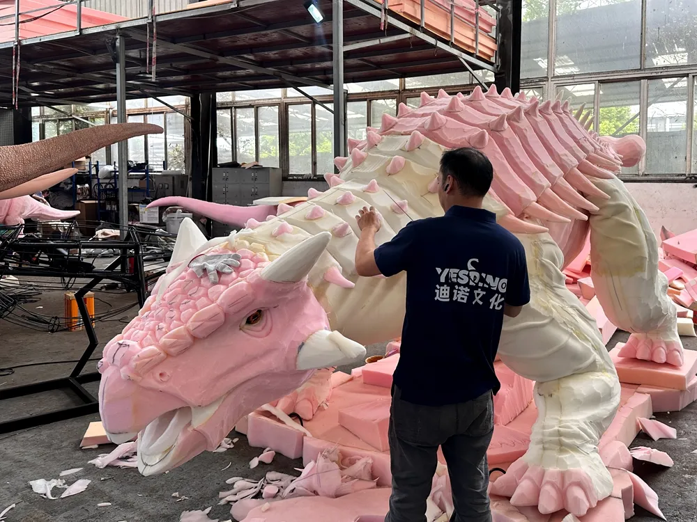 Sculpting animatronic Ankylosaurus model.